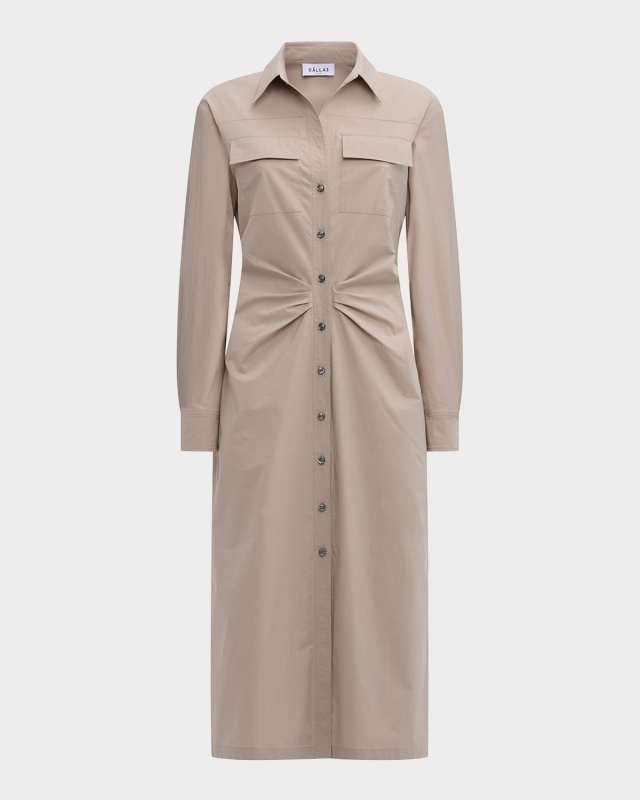 Tangiers Pleated A-Line Midi Shirtdress